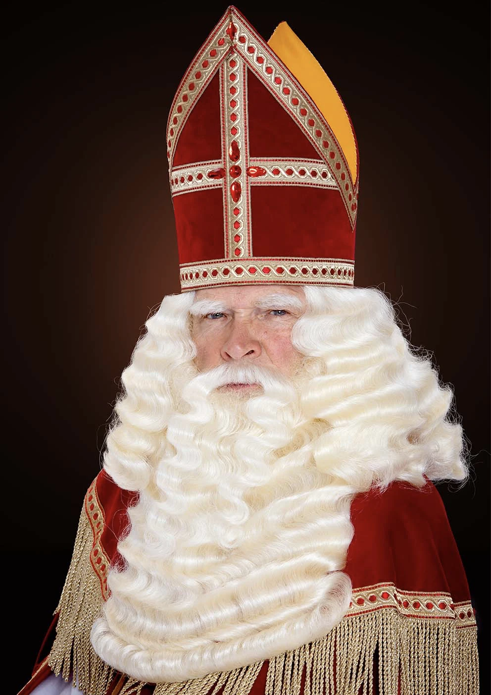 Sinterklaas baardstel E4 Salvador — Opzij van pruik, baard en snor