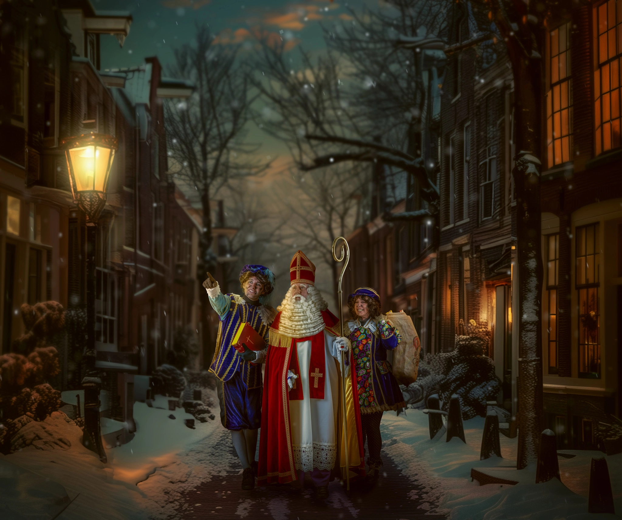 Sint en Pieten in de straat
